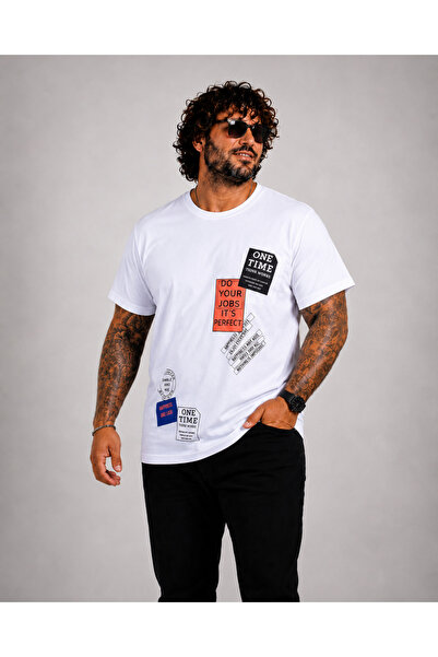 Starbattal Tricou cu gâtul în formă de O pentru bărbați, mărime mare, One Tim...
