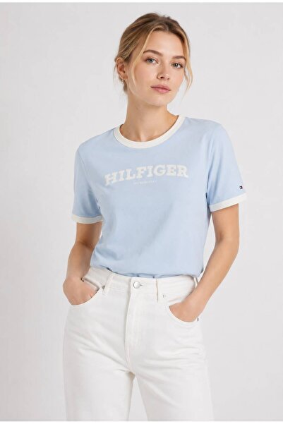 Tommy Hilfiger Monotype Floklu Logolu Tişört