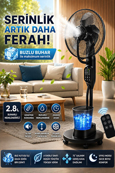 Light Nova Uzaktan Kumandalı Buzlu Vantilatör Buharlı 2.8l Nemlendirici Fan Z...