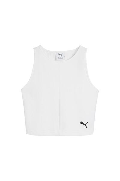 Puma 629765-02 Wardrobe Ess Ribbed Crop Top Tricou de damă Alb
