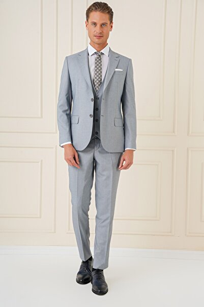 Efor Slim Fit Gri Klasik Takım Elbise TK 903