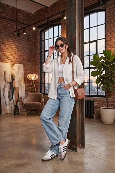 Lela Regular Fit Tek Cepli Önü Kısa Arkası Uzun Krinkıl Gömlek GÖMLEK 6772752