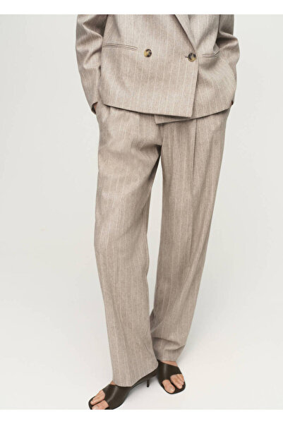 MANGO Woman Fine Striped Wool Suit Pants