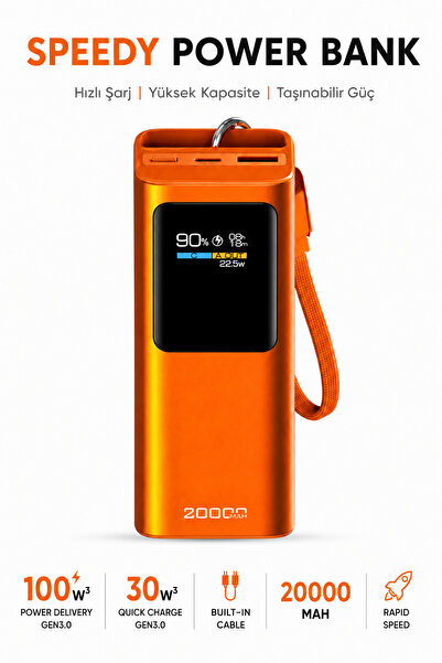 Ayers 20000 mAh Hızlı Şarj Powerbank, 100W Power Delivery Gen3.0, 30W Quick C...