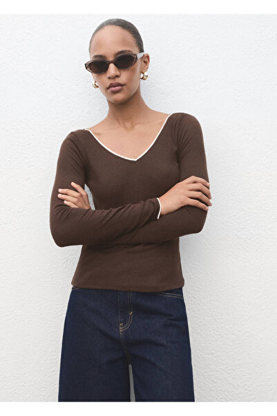 MANGO Woman Tricou cu decolteu în V