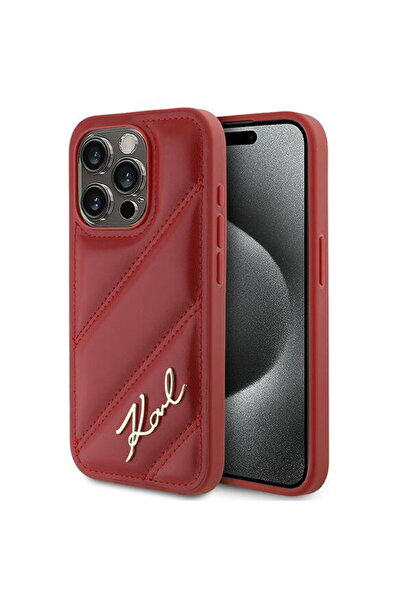 Karl Lagerfeld Husa pentru iPhone 15 Pro - Diagonal Quilted Script (KLHCP15LP...