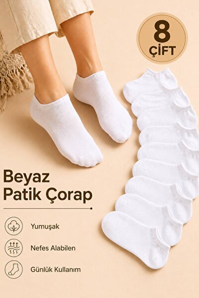 WORTHY SOCKS Pachet de 8 șosete scurte albe tip botine