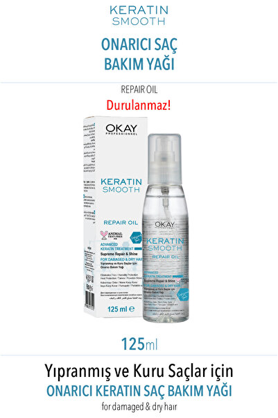 Okay Saç Bakım Yağı Onarıcı Profesyonel Keratin Smooth 125ml