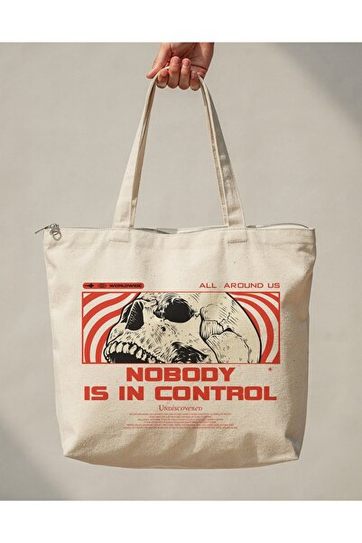 buzagi tasarım ürünleri In Control Zippered Lined Gusseted Canvas Bag 35 X 40 cm
