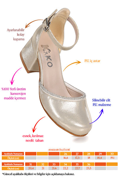 Kiko Kids Ressa Vakko Taşlı Kız Çocuk 5 Cm Topuklu Sandalet Abiye Ayakkabı