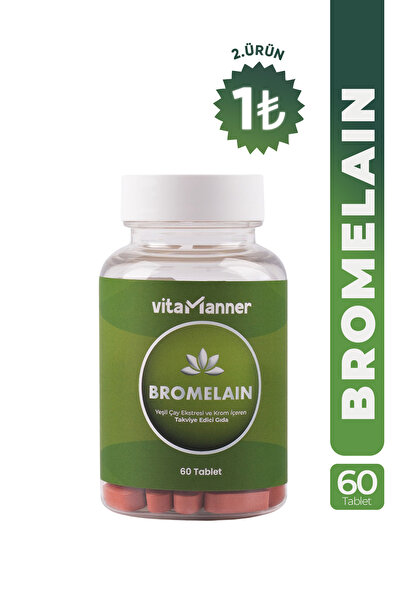 Vitamanner Bromelain, 60 Tablet, Yeşil Çay, Turunç Meyve Kabuğu Ekstratı Ve Krom