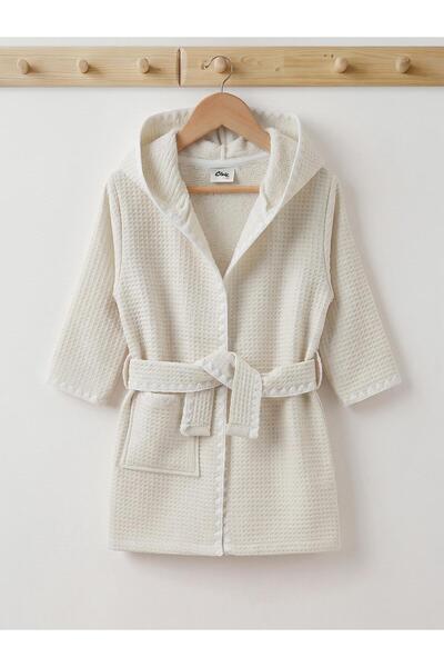 Civil Baby Hooded Bathrobe with Pockets - Beige