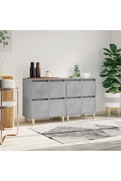 Concept Servante, 2 buc, gri beton, 60x35x70 cm, lemn prelucrat