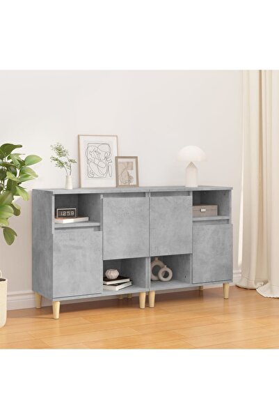 Concept Servante, 2 buc, gri beton, 60x35x70 cm, lemn prelucrat