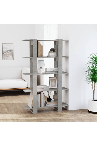 Concept Bibliotecă/Separator cameră, gri beton, 100x30x160 cm