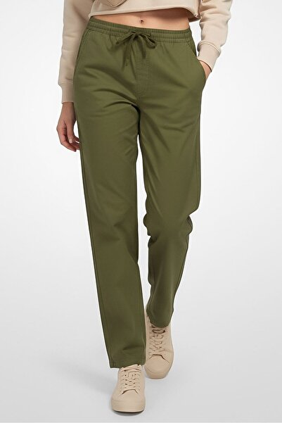 Vans Women Relaxed Fit Solid Straight Leg Pants, Green