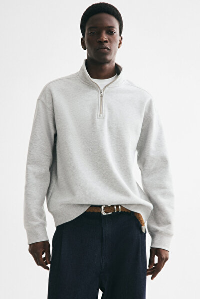 H&M Loose Fit Yarım Fermuarlı Sweatshirt