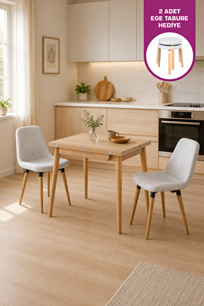 VİLİNZE Tosya Sandalye Avanos Ahşap MDF Mutfak Masası Takımı - 90x120 cm