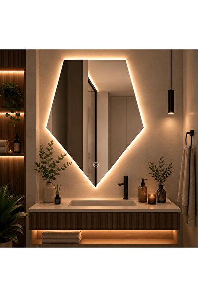 LedCorp Oglindă LED Premium Diamond 80×90 cm, tactilă, 3 tipuri de lumină - c...