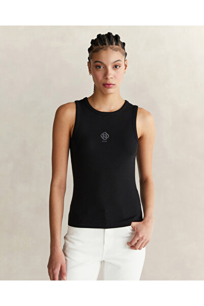 Gant Kadın Siyah Bisiklet Yaka Regular Fit T-Shirt