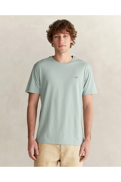 Gant Erkek Yeşil Bisiklet Yaka Regular Fit Logolu T-Shirt