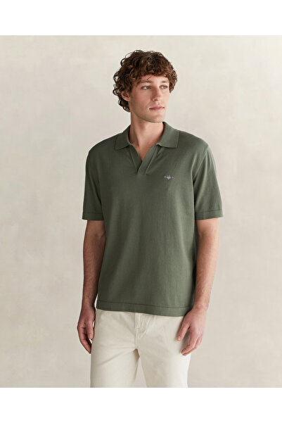 Gant Erkek Yeşil Regular Fit Polo Yaka Kısa Kollu Triko