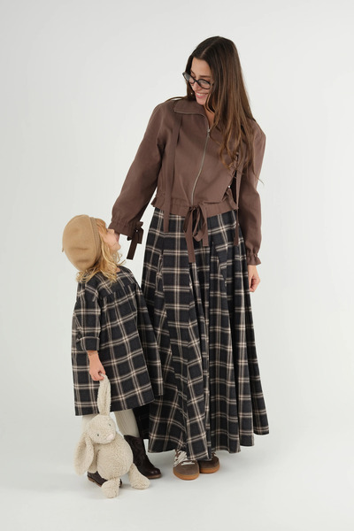 Mioma Kids فستان منقوش أنثراسايت