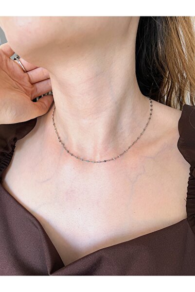 MARCİELO Accessories Çelik Singapur Aynalı Gümüş Renk Zincir Kolye: Parlak Ve...