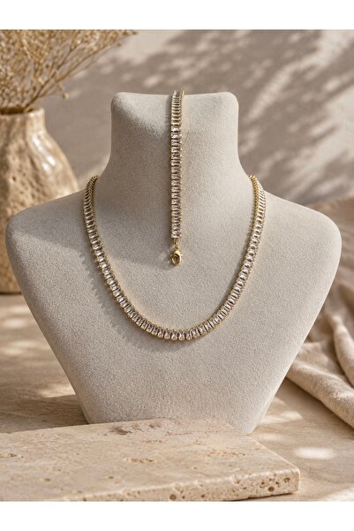 LioraJewellry Su Yolu Zirkon Taşlı Kolye-Bileklik Set