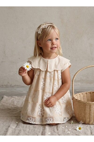 Noy Noy Baby Girl Lace Dress with Bandana Accessory 9-24 Months Floral Broder...