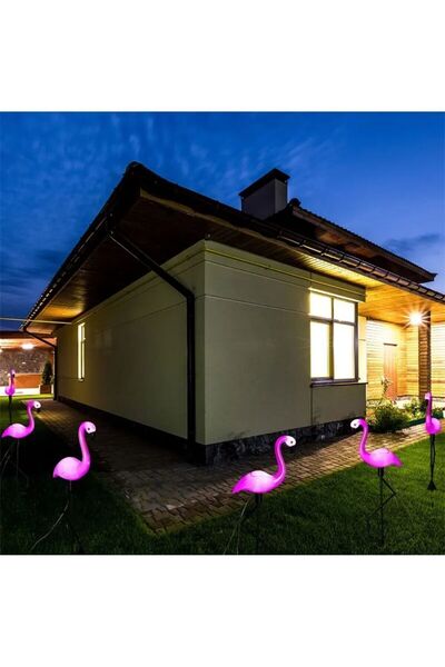 YuumiCo 3'lü Ledli Dekoratif Bahçe Aksesuarları | Flamingo Bahçe Lambası | Fl...