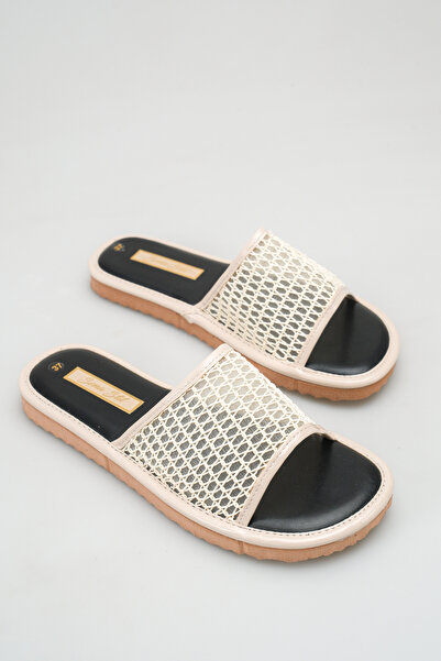 SENASTİL L01 Women's Knitted Detailed Daily Soft Textured Insole Summer Slippers