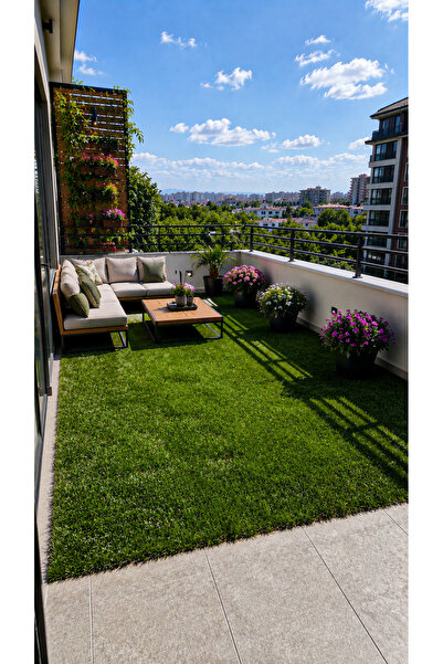 Valery Home Vl Dekoratif Premium Kalite Suni Çim Balkon Bahçe Kaymaz Taban Çi...
