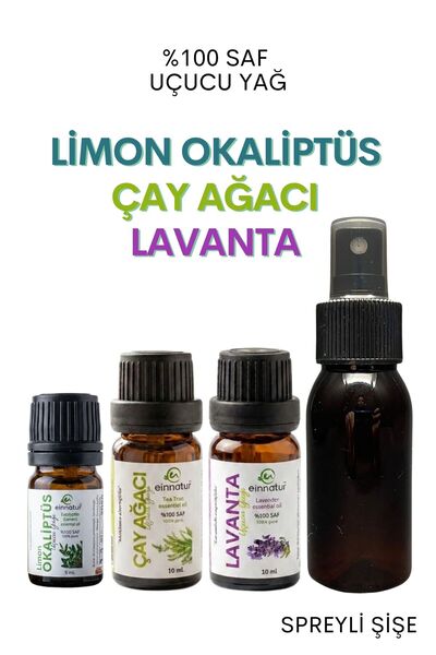 EinNatur ليمون الأوكالبتوس 5 مل، شجرة الشاي 10 مل، زيت اللافندر العطري 10 مل،...