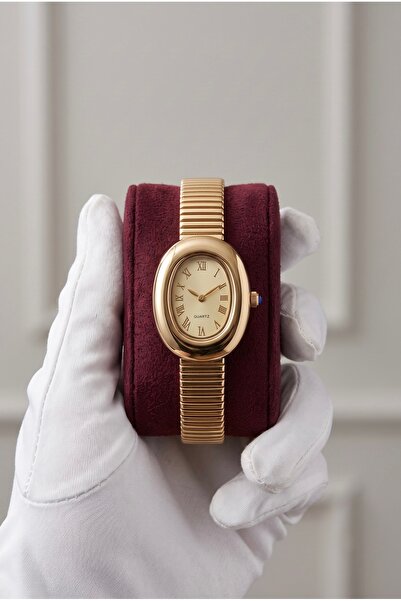 KLISHE Butik Classic Women's Steel Watch Gold Color Oval Case Vintage Old Mon...