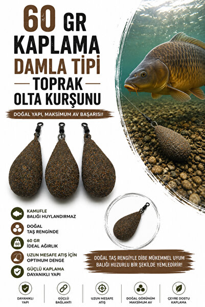 sr sazanrig Kaplama Damla Tipi Olta Kurşunu Toprak 60 gr (3 Adet)