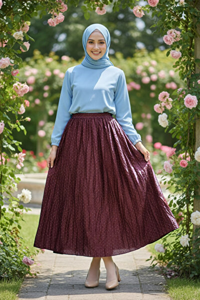 N.S NEVA STYLE Fusta Buruşik Vişne Tesettür 9227VSN