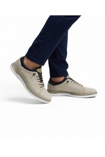Slope Pantofi casual pentru bărbați, bej, din piele naturală, cu elastic, tal...