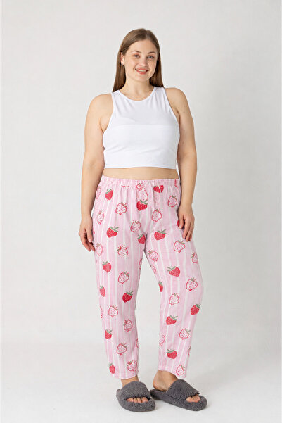 LOTTEBELLA Büyük beden Pamuklu İnce Nefes Alabilen Kumaş Desenli Pijama Altı