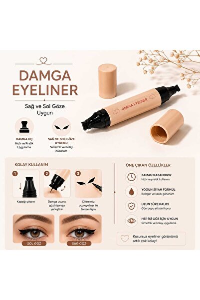 Glosy Co. Suya Dayanıklı Çift Taraflı Eyeliner Damga Kalem Sağ Ve Sol Göz Uyu...