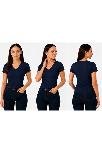 ingegno Body V Yaka Kısa Kol Viskon Örme Kumaş kadın bluz basic Badi body lac...