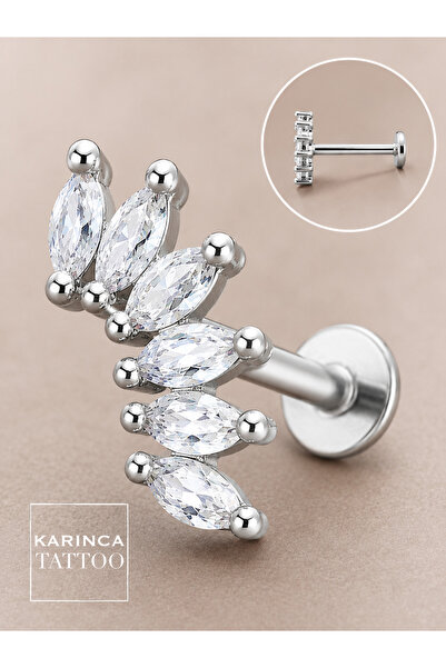 Karınca Piercing Taşlı Elit Şık Tragus Piercing Flat Forward Helix Conch Duda...