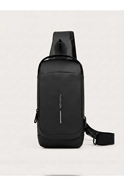 Generic Black Men's Anti-Theft Chest Bag with Password Lock – Waterproof Oxfo...