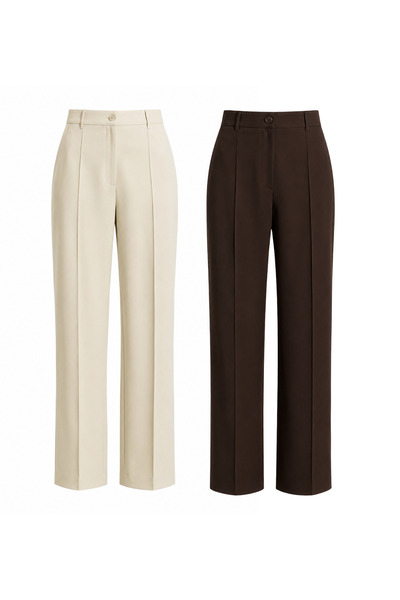Merci Women's High Waist Wide Leg Palazzo Trousers with Ribbed Front Stitchin...