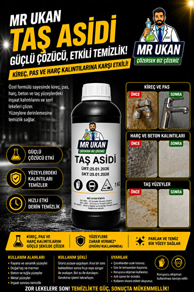 Dr.Ozz Yüzey Temizlik Ürünü 1 L Profesyonel Kullanım Harç Beton Kireç Çözücü