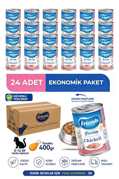 Friends Premium Tavuklu Yavru Kedi Konservesi 400 gr x 24 Adet Ekonomik Paket...