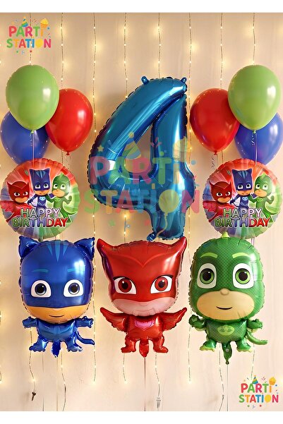 Parti Station Pijamaskeliler 4 Yaş Balon Seti Pjmasks Konsept Helyum Balon Se...