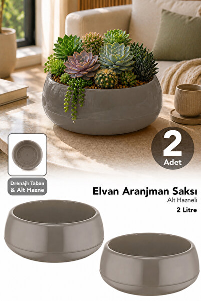 Meleni Home 2'li Aranjman Modern Saksı - Bahçe Salon Dekoratif Drenajlı Çiçek...