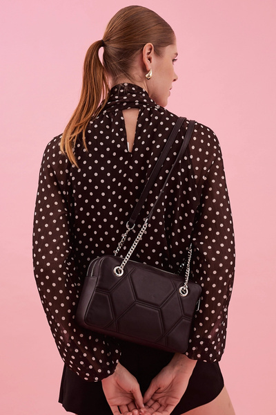 BUENO Black Leather Women's Crossbody Bag