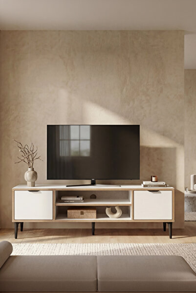 SARMOBİ Arden 2 Kapaklı Tv Ünitesi 140 cm Beyaz – Modern Tasarım